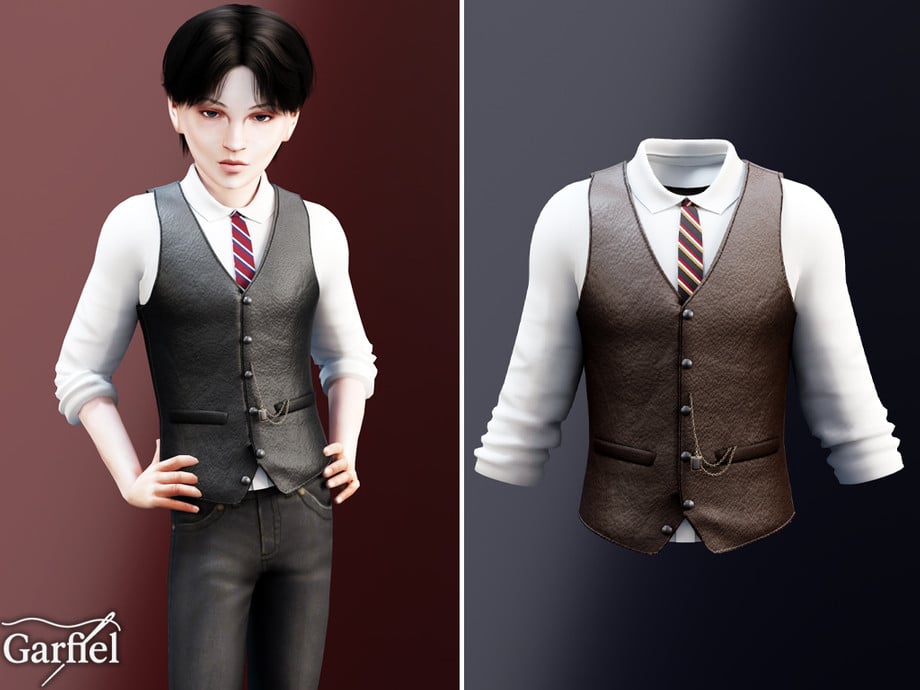 The Sims 4 Formal Wear CC: 54 Sets For Luxury CAS Gameplay 82 LeatherWaistcoat