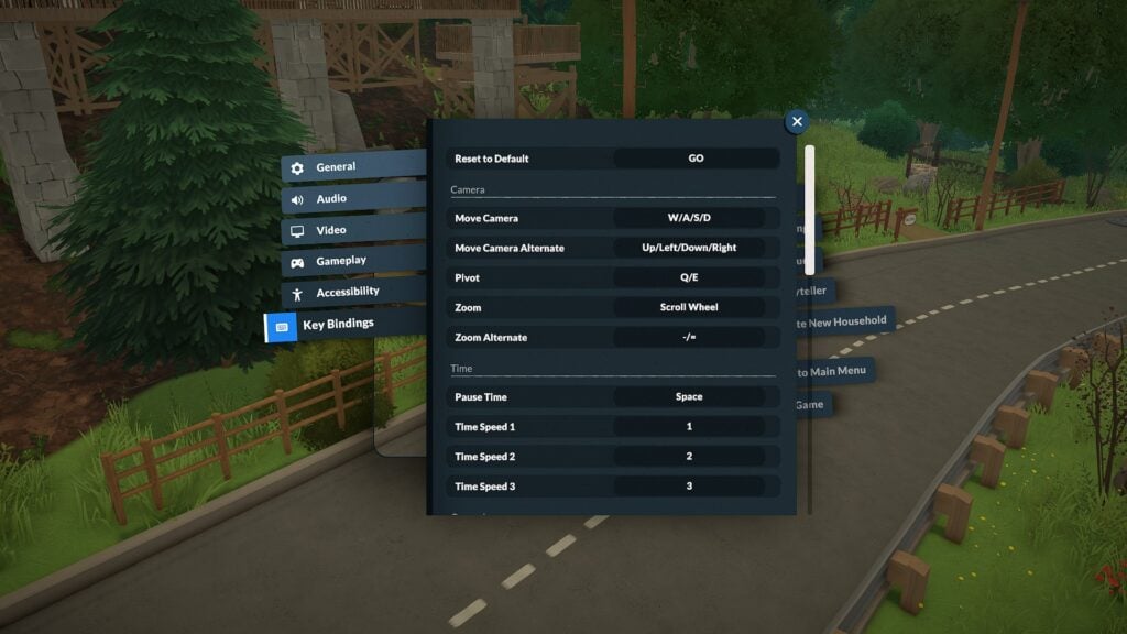 Paralives Controls Guide: Keyboard Shortcuts, Camera Controls, and Keybindings 2 Paralives controls menu displaying keyboard shortcuts for camera movement, zoom, and gameplay navigation