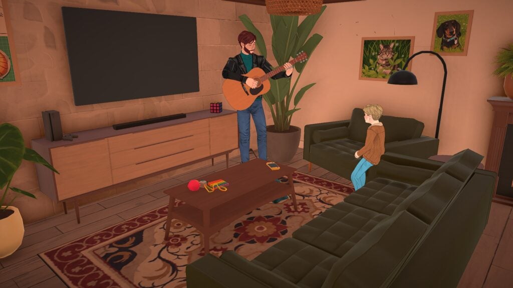 Why Paralives Already Feels Like a Cozy Escape 8 Paralives dad playing guitar for child
