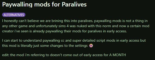 Paralives Mods And The Fast Approaching Early Access Culture 4 Reddit1 1