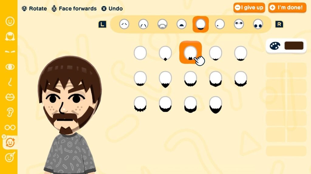 Mii Maker Comparison: From Miitopia to Tomodachi Life 19 An example of facial details in Tomodachi Life: Living the Dream's Mii Maker.
