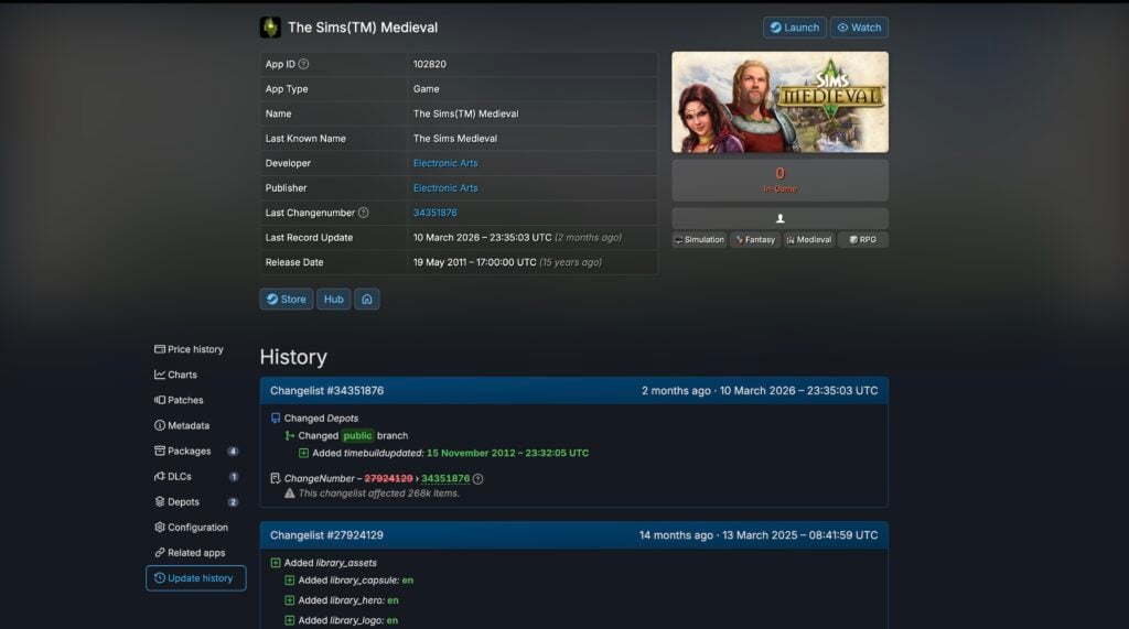 EA Quietly Retires The Sims Medieval 3 Screenshot 2026 05 24 at 13.10.06