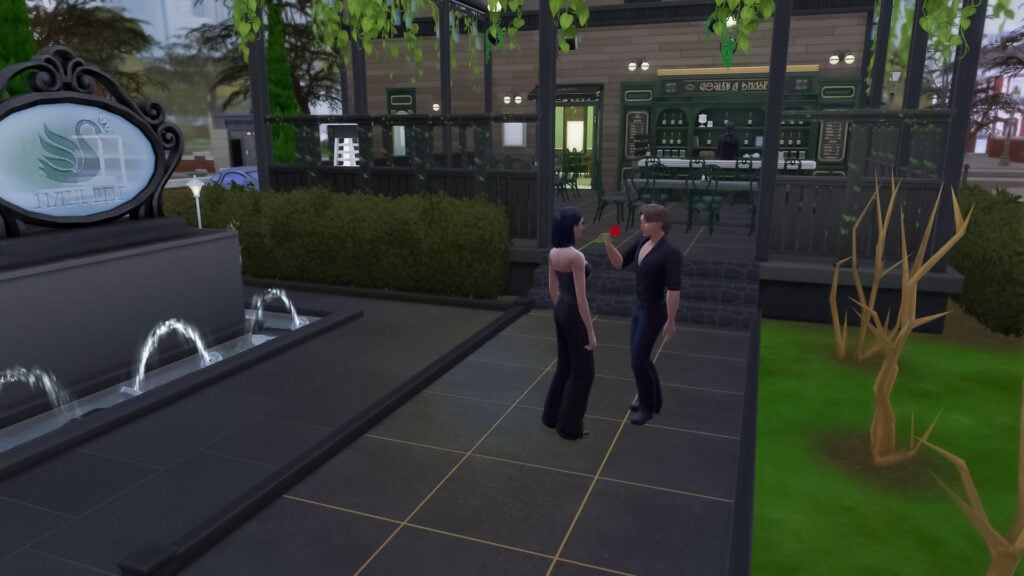 Sims 4 Dine Out 2026 romantic dinner date outside custom Gallery restaurant