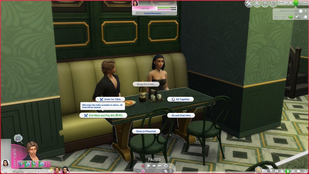 Sims 4 Dine Out End Meal and Pay Bill