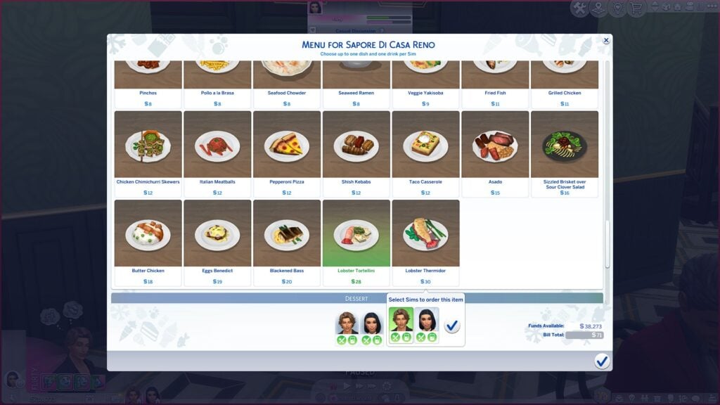 Sims 4 Dine Out Lobster Tortellini and Lobster Thermidor