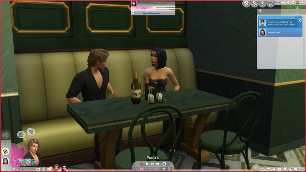 Sims 4 Dine Out waiting for oder