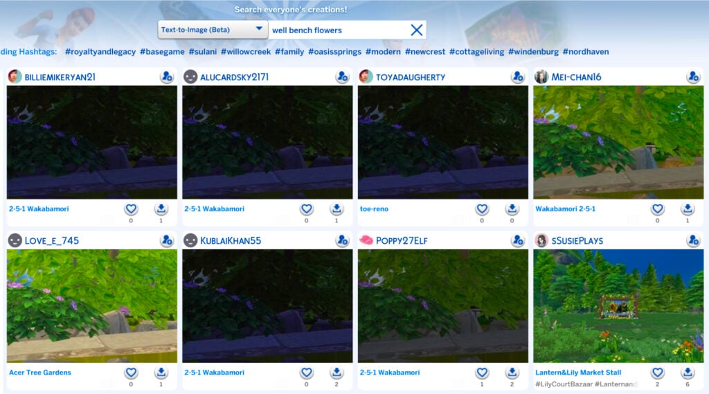 Review Of The Sims 4 SimSearch Features: Enjoy Being A (BETA) Tester 3 Well Bench Flowers search results