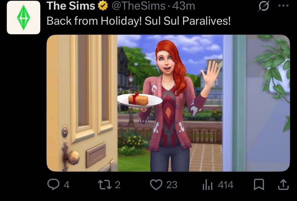 The Sims Team Congratulated Paralives On Game Release...And Then Quickly Removed The Post 3 back from holiday the sims tweet