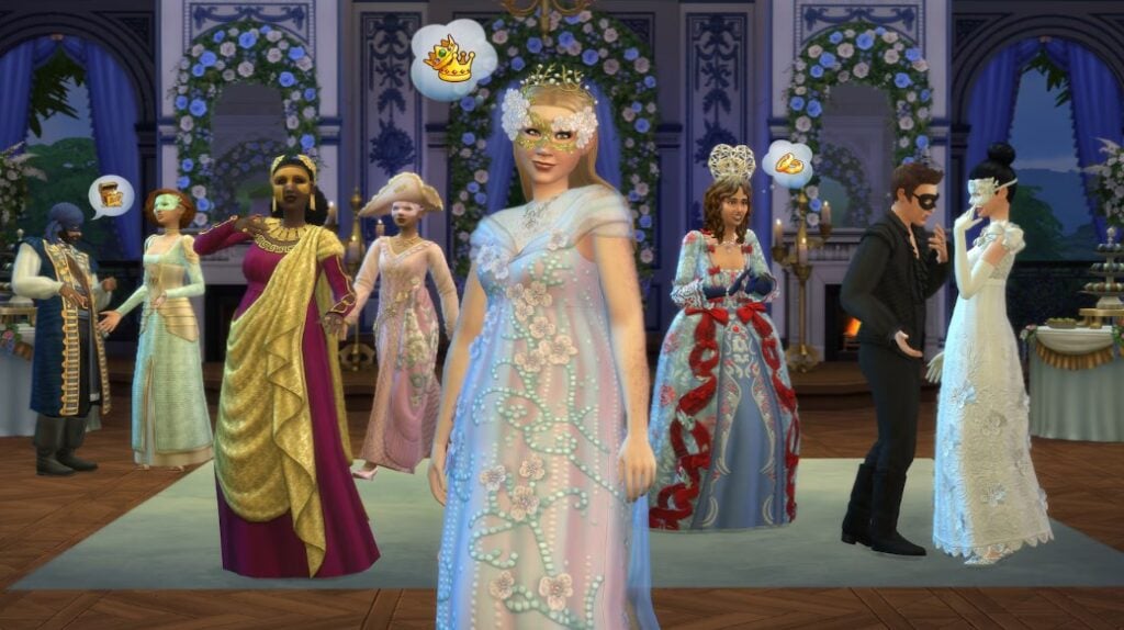 The Sims 4 Lady Bridgerton’s Masquerade Ball Fashion Kit Review: Belle of the Ball 1 ts4 bridgerton kit article asset 3.png.adapt .1456w 1
