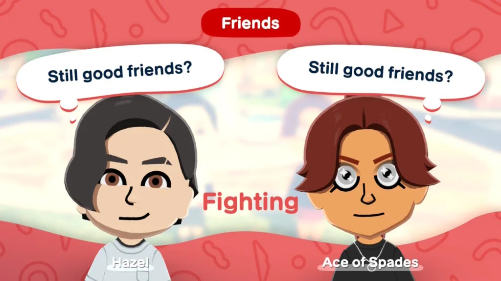 Two miis are labled as fighting in living the dream