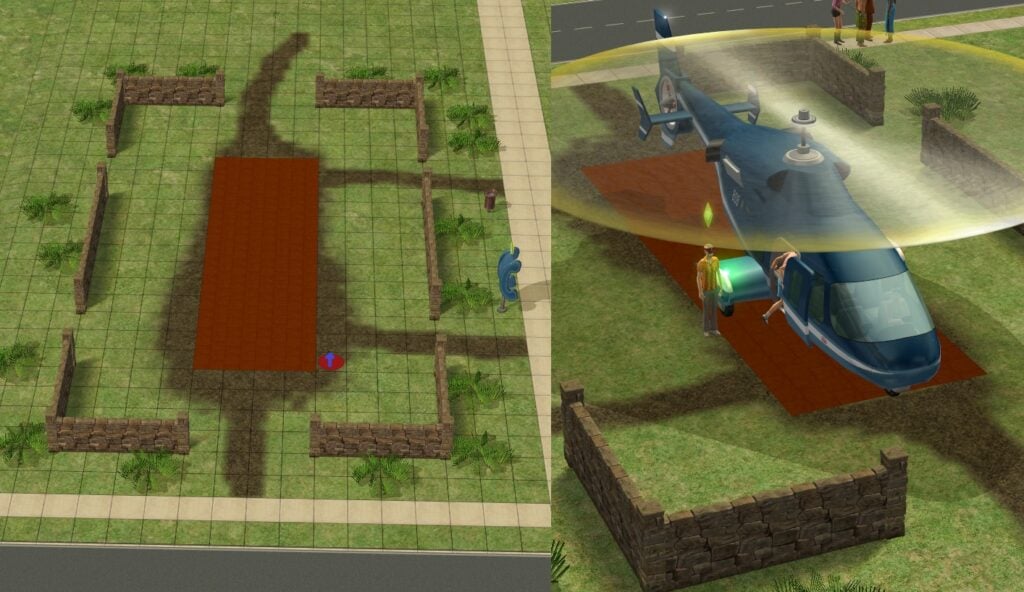 GUIDE: How To Use The Sims 2 Portals In Builds For Fun And Immersion 18 A picture of how to use the Stop Portal to make a helicopter landing spot.