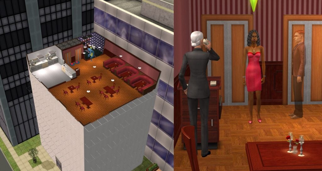 GUIDE: How To Use The Sims 2 Portals In Builds For Fun And Immersion 11 An example of a building where only one floor is important despite it having multiple floors. Pedestrian Portals are marked with rugs, with a red arrow on it to indicate their rotation.