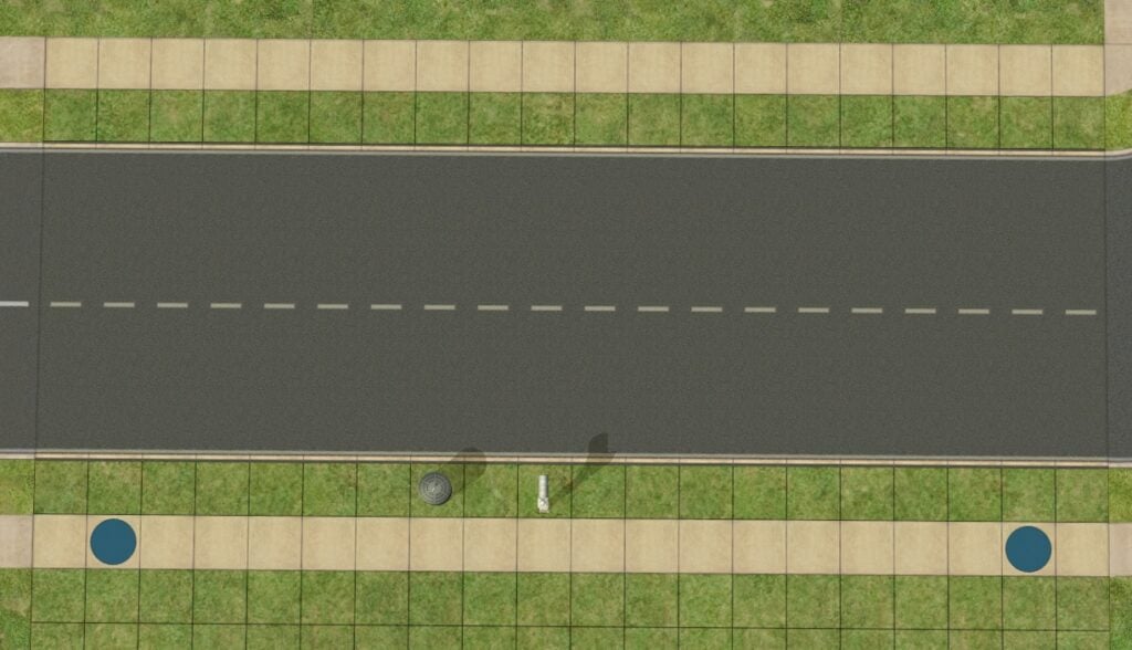 GUIDE: How To Use The Sims 2 Portals In Builds For Fun And Immersion 5 The default Pedestrian Portal locations marked with blue IKEA circular rugs.