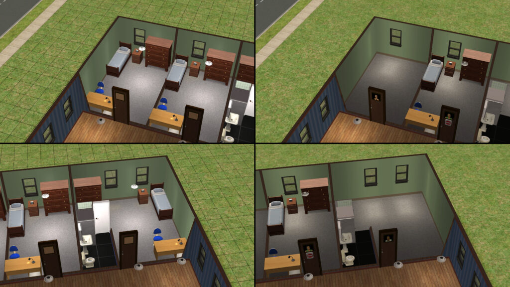 A picture showcasing dorm room hiding mechanism.