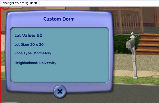 Changing the lot zoning to Dorm.
