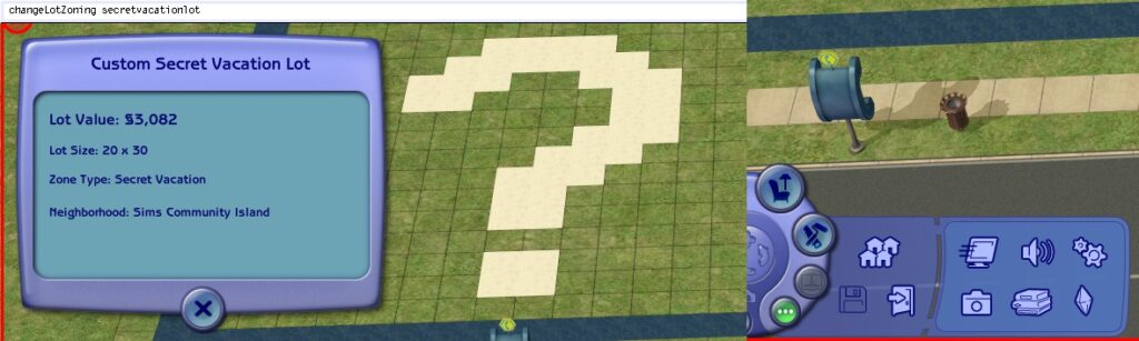 Changing the lot zoning to Secret Vacation Lot.