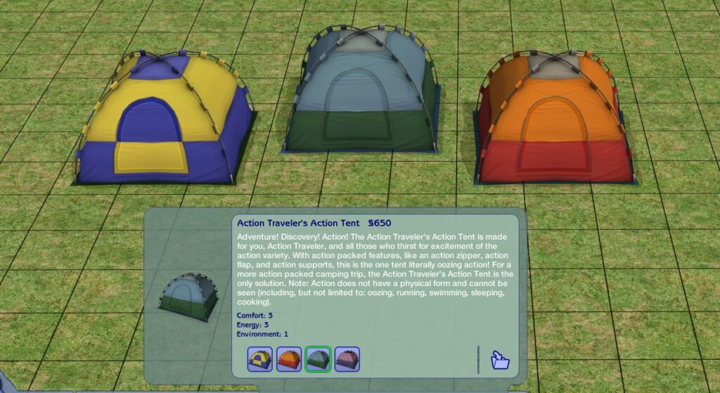 Tents placed down.