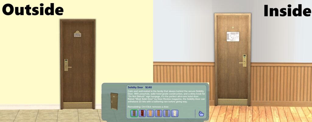 An unclaimed Solidity Door on the both sides with Build Mode description.