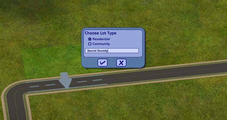 Placing down a new lot to start building a Secret Society.