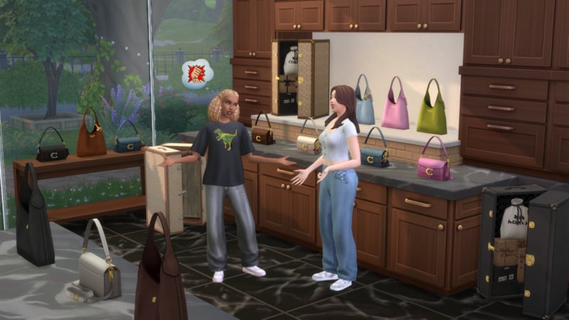 EA Advertisement in-game, with the Sims 4 Coach brand collaboration