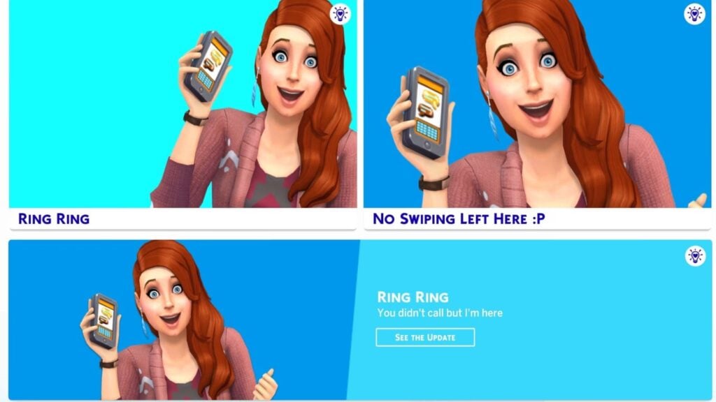 Callia Maebey appears on The Sims 4 Main Menu with the message “you didn’t call me but I’m here.”