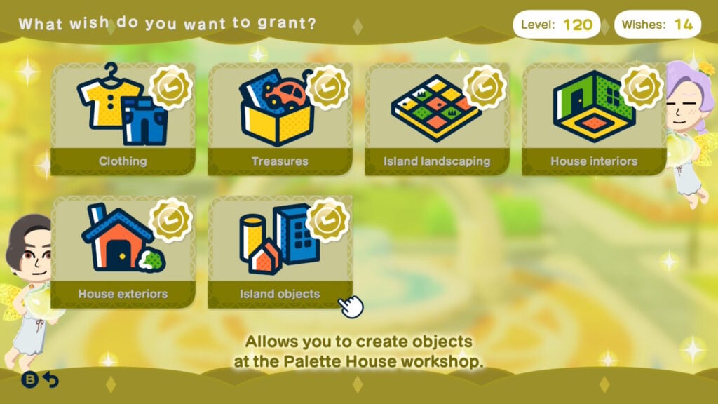 Some of the tomodachi life wishes unlockables are in the palette house