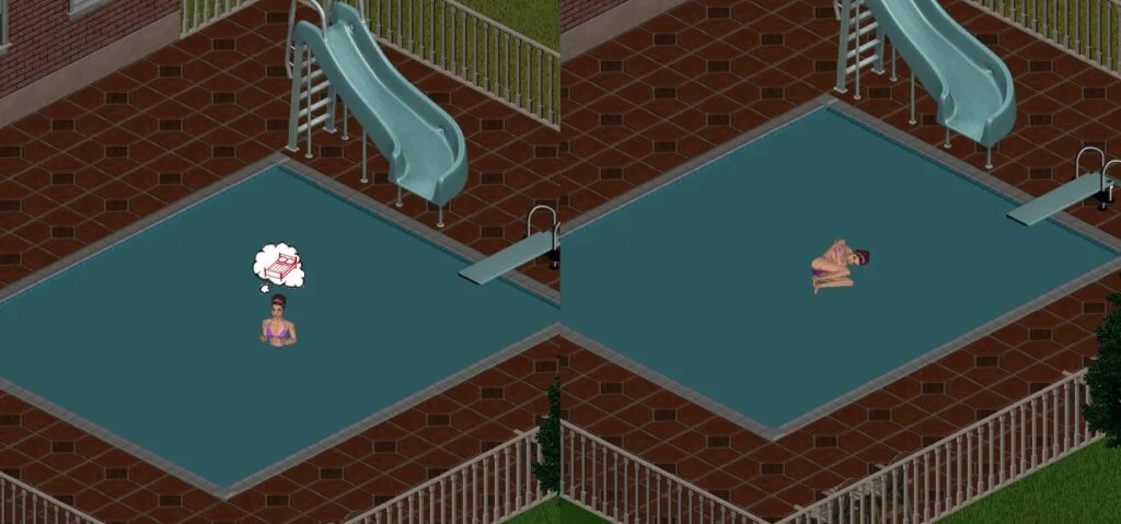 Death by Drowning in The Sims 1.