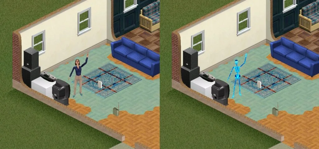 Death by Electrocution in The Sims 1.