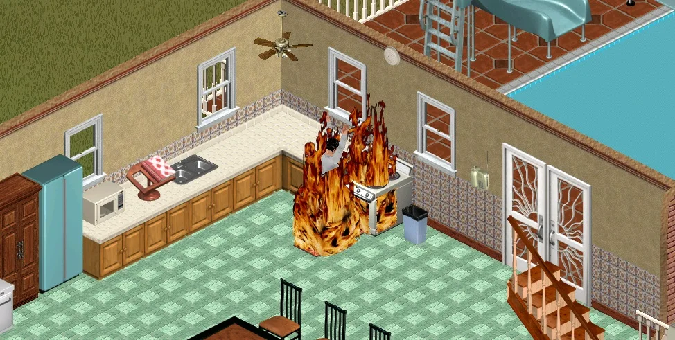 Death by Fire in The Sims 1.