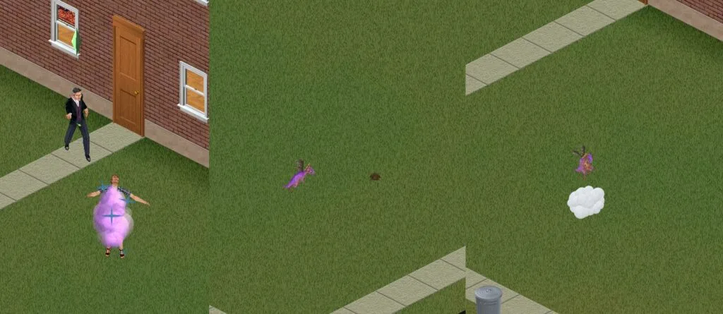 Death by Toadification in The Sims 1.