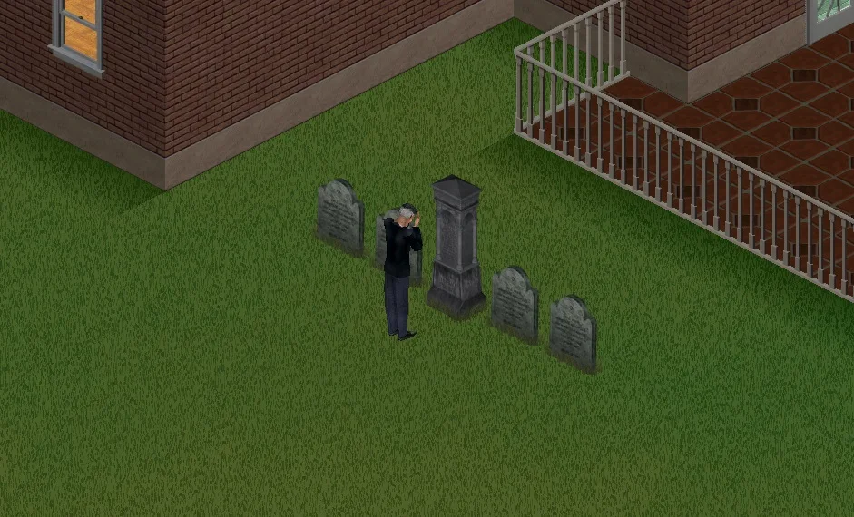 Mourning at the gravestone.
