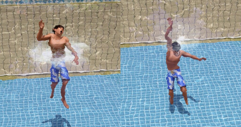 A Sim in The Sims 3 dying by Drowning.