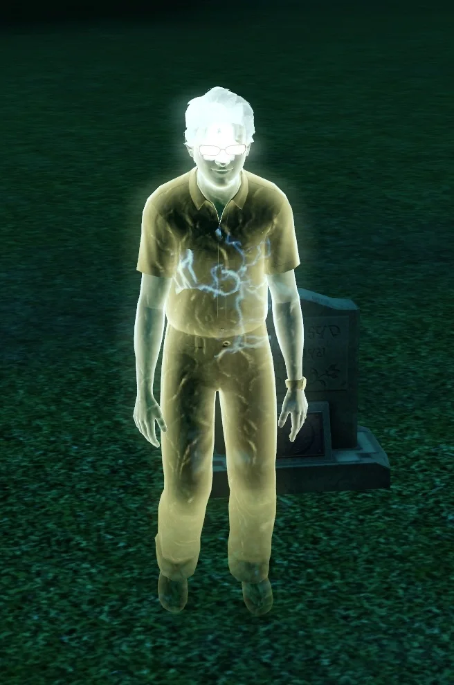 Ghost of a Sim who died by Electrocution.