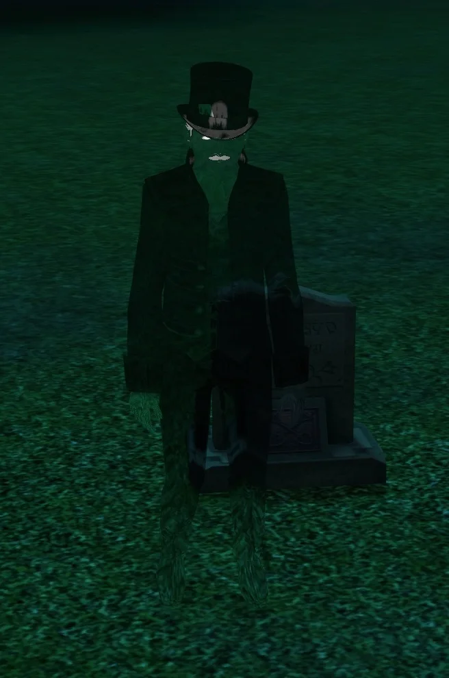 Ghost of a Sim who died by Human Statue trick.