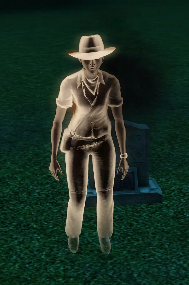 Ghost of a Sim who died by Mummy's Curse.