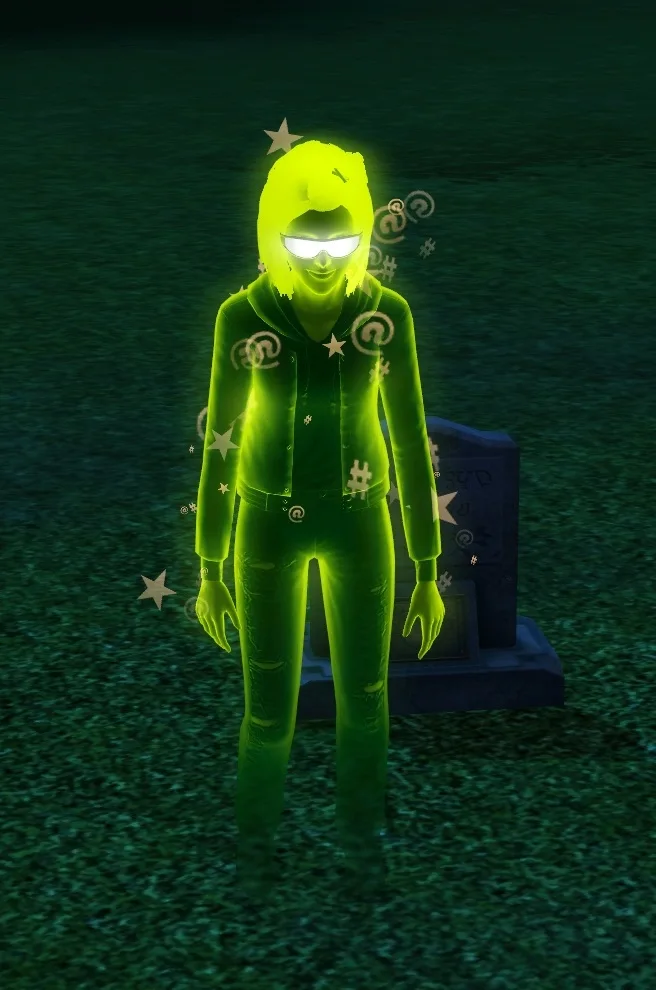 Ghost of a Sim who died by Ranting.