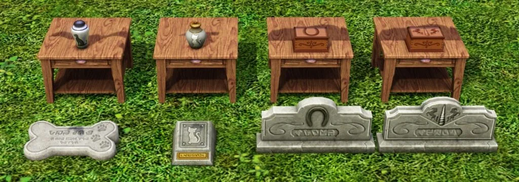 Pet gravestones and urns.