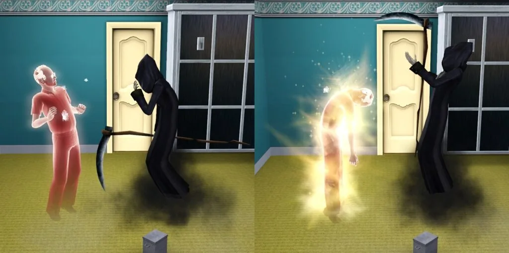 A Sim being resurrected for just being Unlucky.