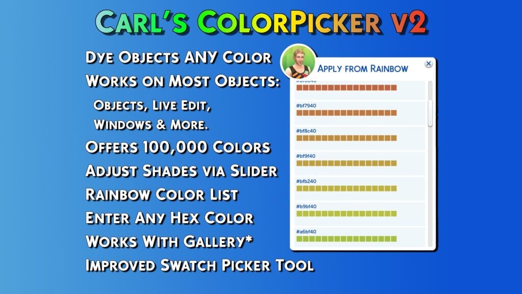 The Sims 4 Universal Recolor Mod by Jellypaws: Big Promises & A Permanent Paywall 4 sims 4 universal recolor mod by jellypaws - carl's color picker mod