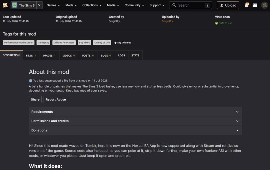 sims 3 performance patch