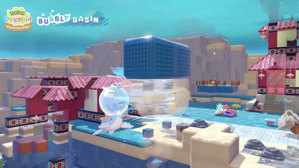 Lapras Ditto destroys a set of buoyant block in Bubbly Basin
