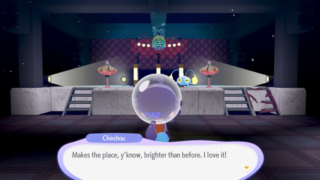 A stage lights up as part of the bubbly basin story walkthrough