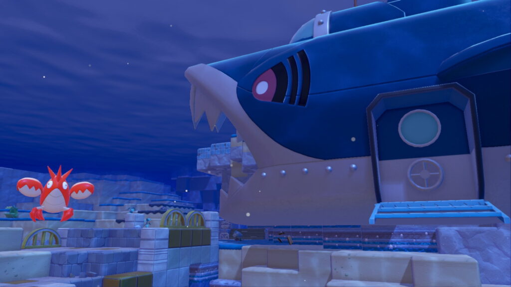 Corphish next the Sharpedo Submarine in Bubbly Basin