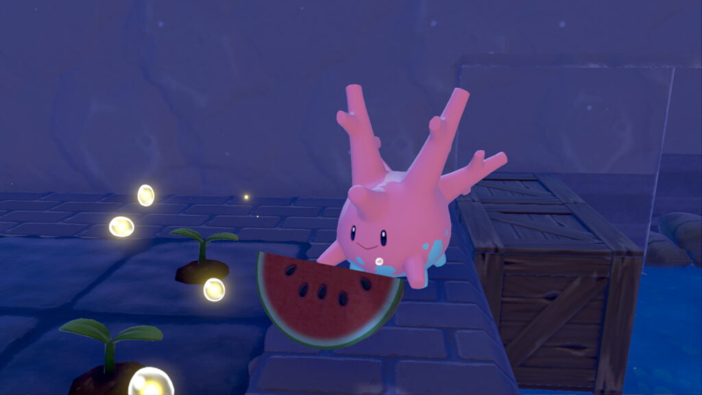 Corsola eats a watermelon in Bubbly Basin story walkthrough