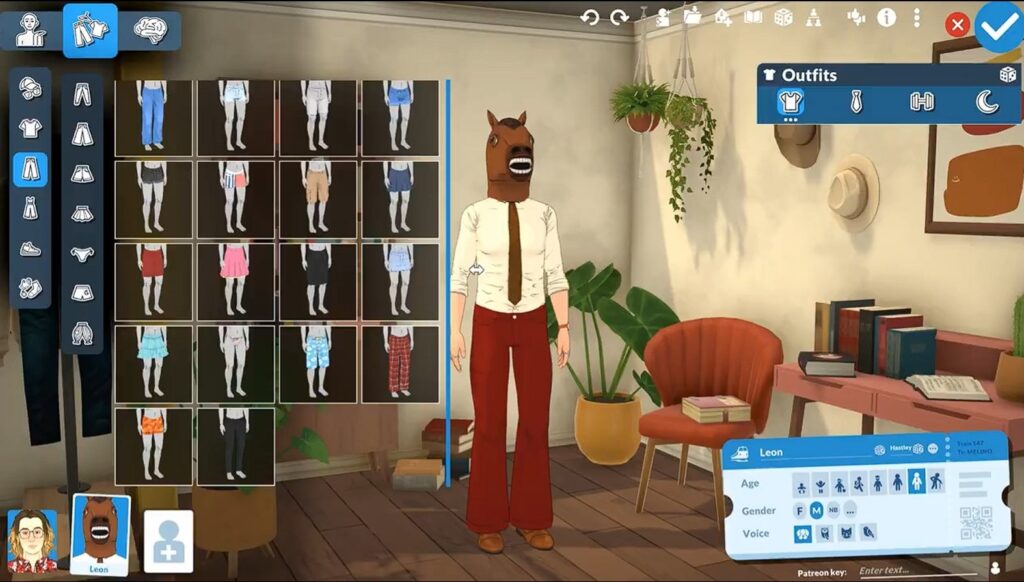 Fully expanded Paramaker catalogue displaying four columns of clothing in Paralives.