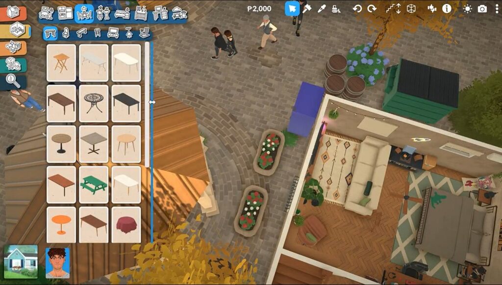 Paralives Build Mode furniture catalogue shown in its narrow view.