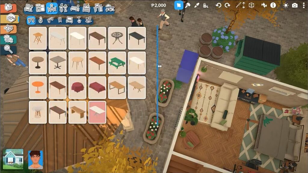 Expanded Paralives Build Mode catalogue displaying additional furniture columns.