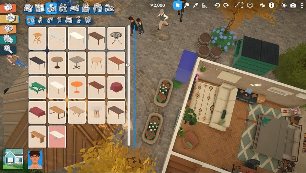 Paralives Build Mode catalogue being resized back to a narrower view.
