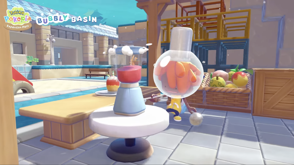 Making smoothies in a blender in Pokopia Bubbly Basin Expansion Pass