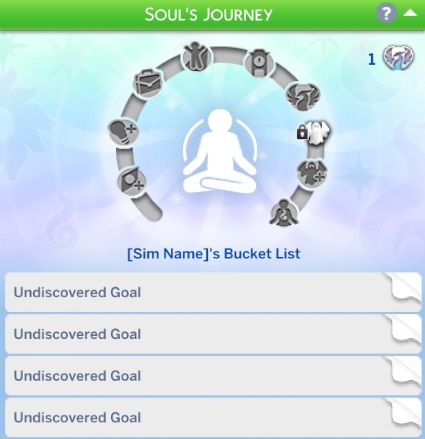 Soul's Journey panel for a reborn Sim.